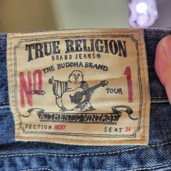 vintage True Religion flap pocket  straight leg jeans mens size 36 90s y2k - Picture 12 of 12